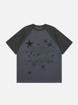 Sneakerland™ - Raglan Stars Graffiti Print Tee - tntwear1