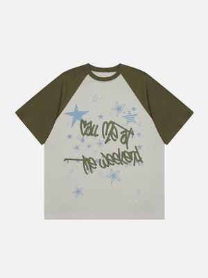 Sneakerland™ - Raglan Stars Graffiti Print Tee - tntwear1