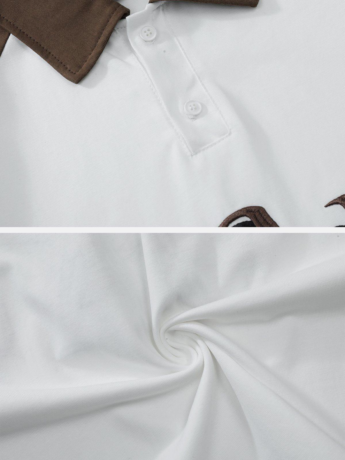 Sneakerland™ - Reflection Letter Embroidered Polo Tee - tntwear1