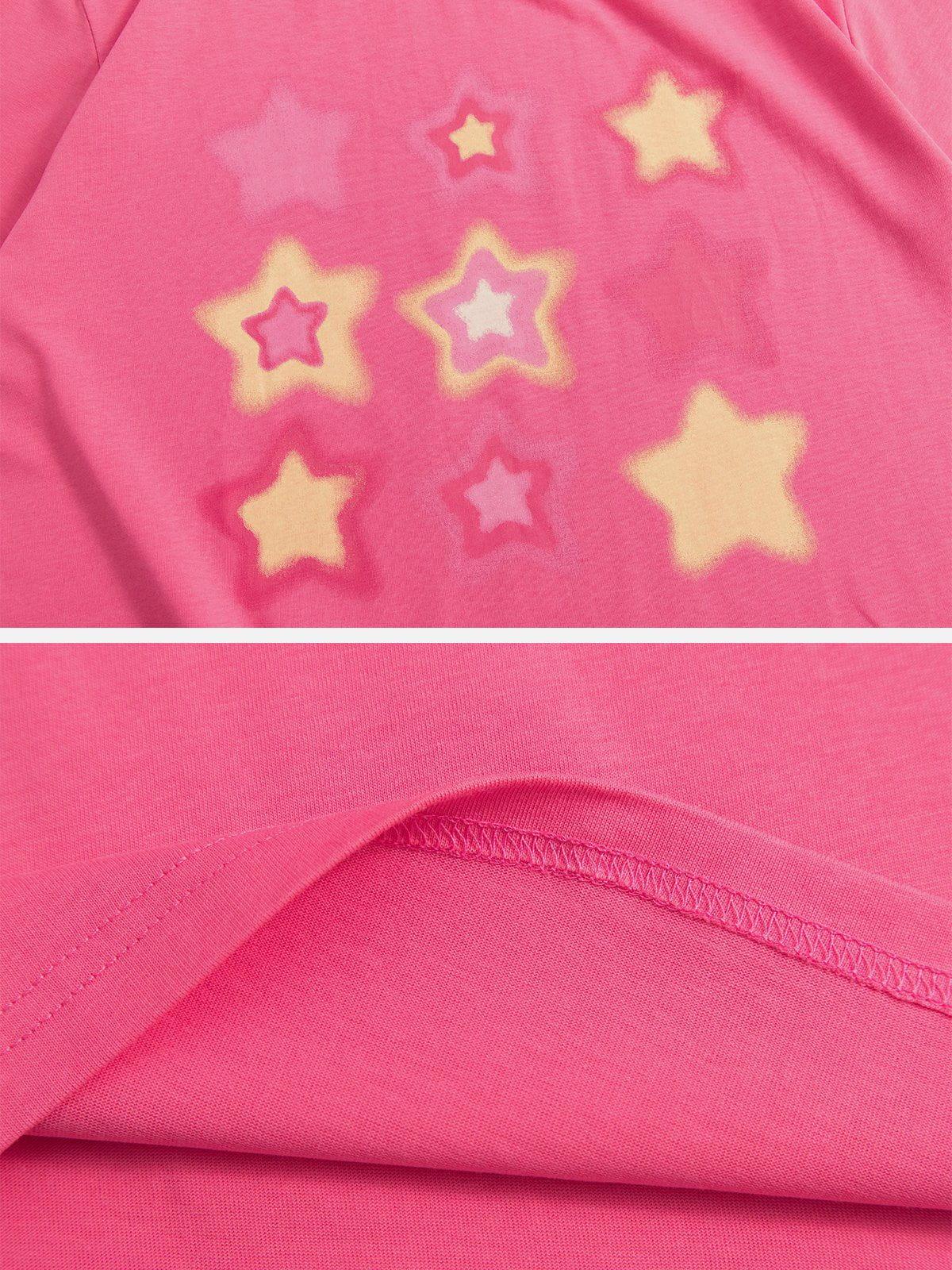 Sneakerland™ - Simple Fuzzy Star Print Tee - tntwear1