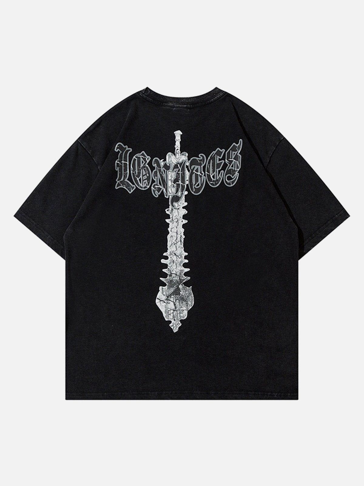 Sneakerland™ - Skeleton Elements Print Washed Tee - tntwear1