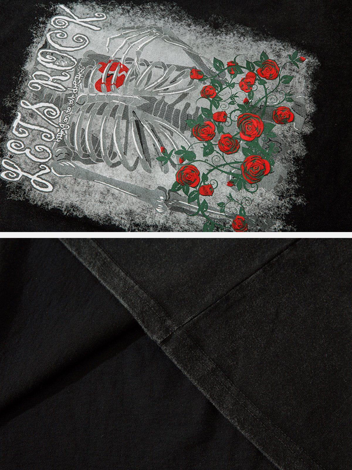 Sneakerland™ - Skeleton Rose Print Tee - tntwear1