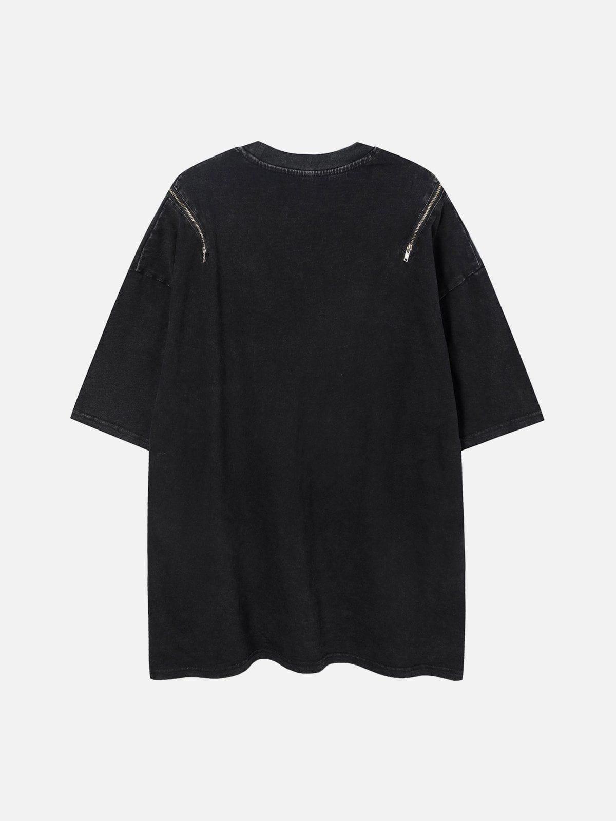 Sneakerland™ - Smudged Letter Print Zip Tee - tntwear1