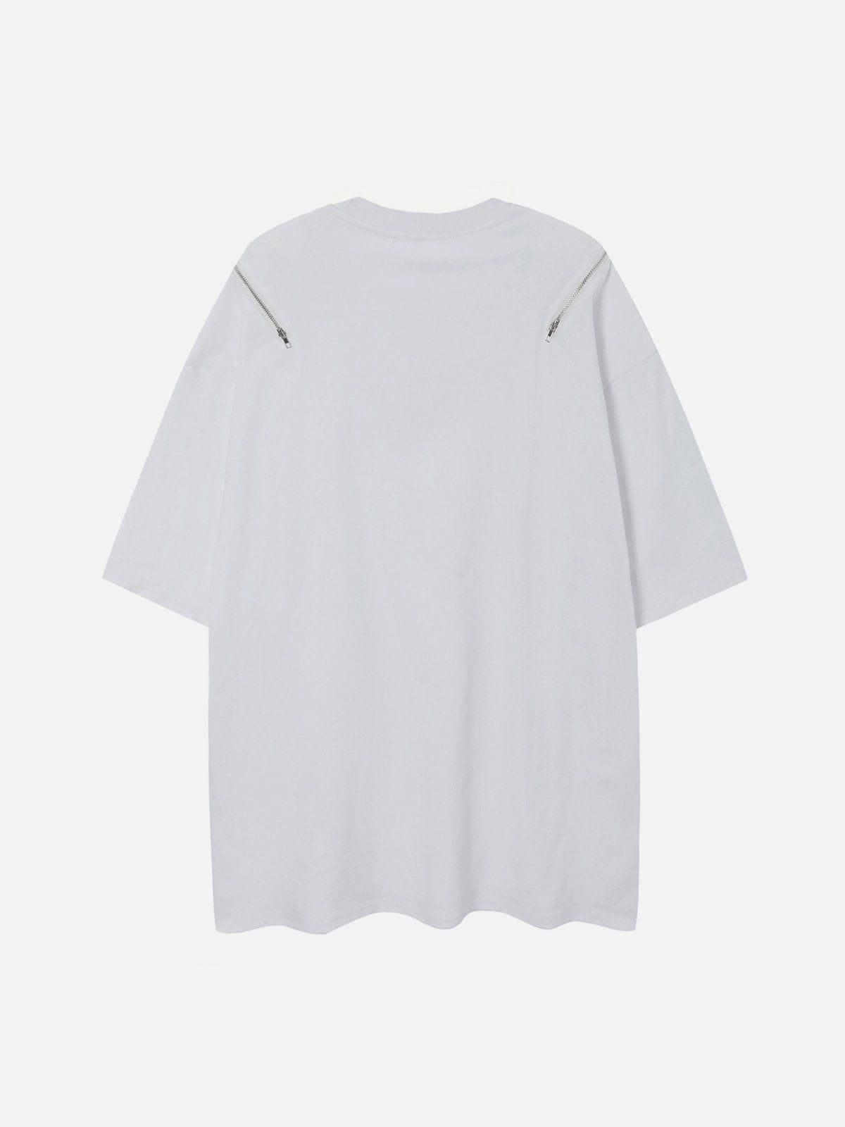 Sneakerland™ - Smudged Letter Print Zip Tee - tntwear1