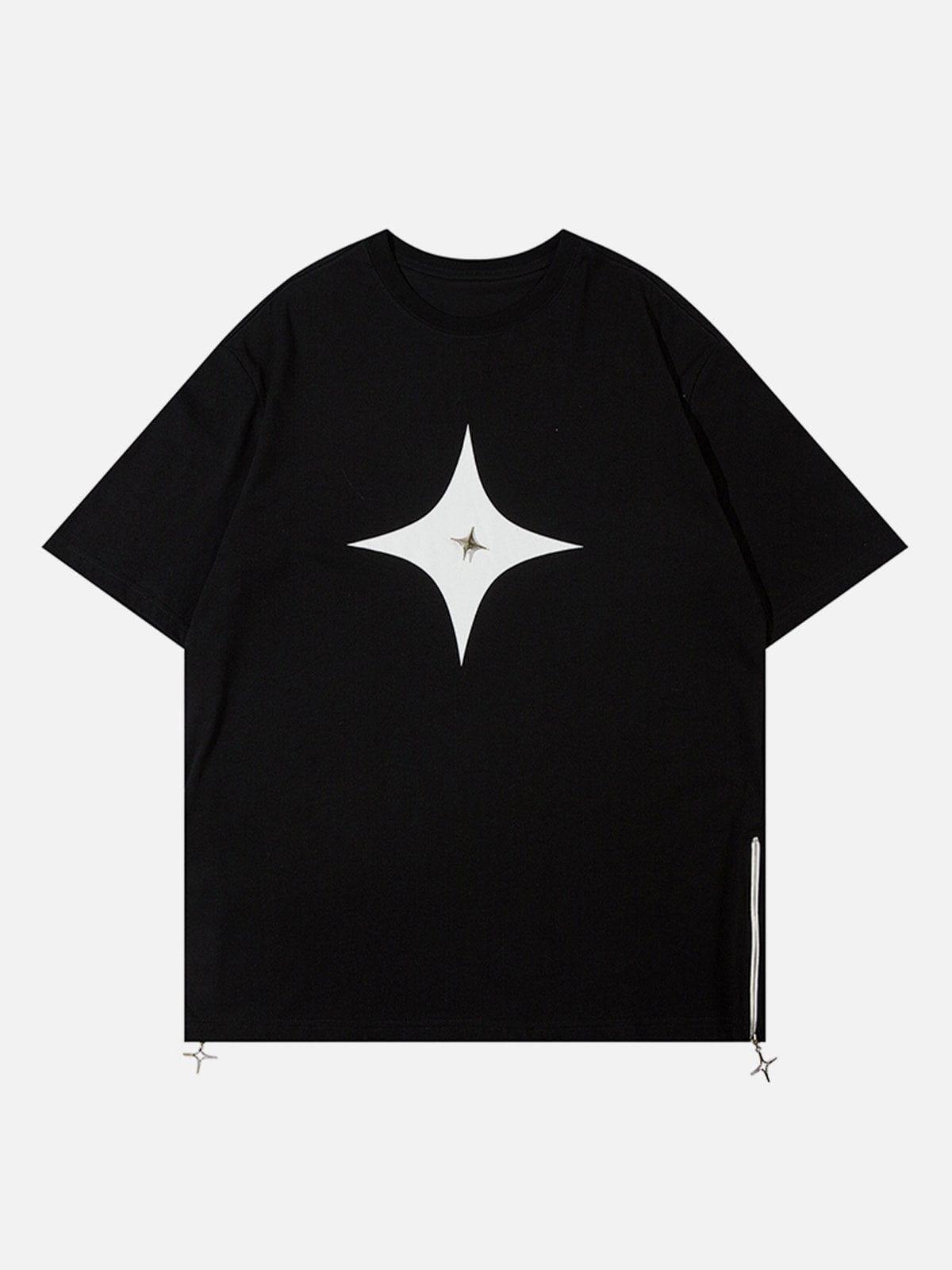 Sneakerland™ - Solid Color Zipper Star Tee - tntwear1