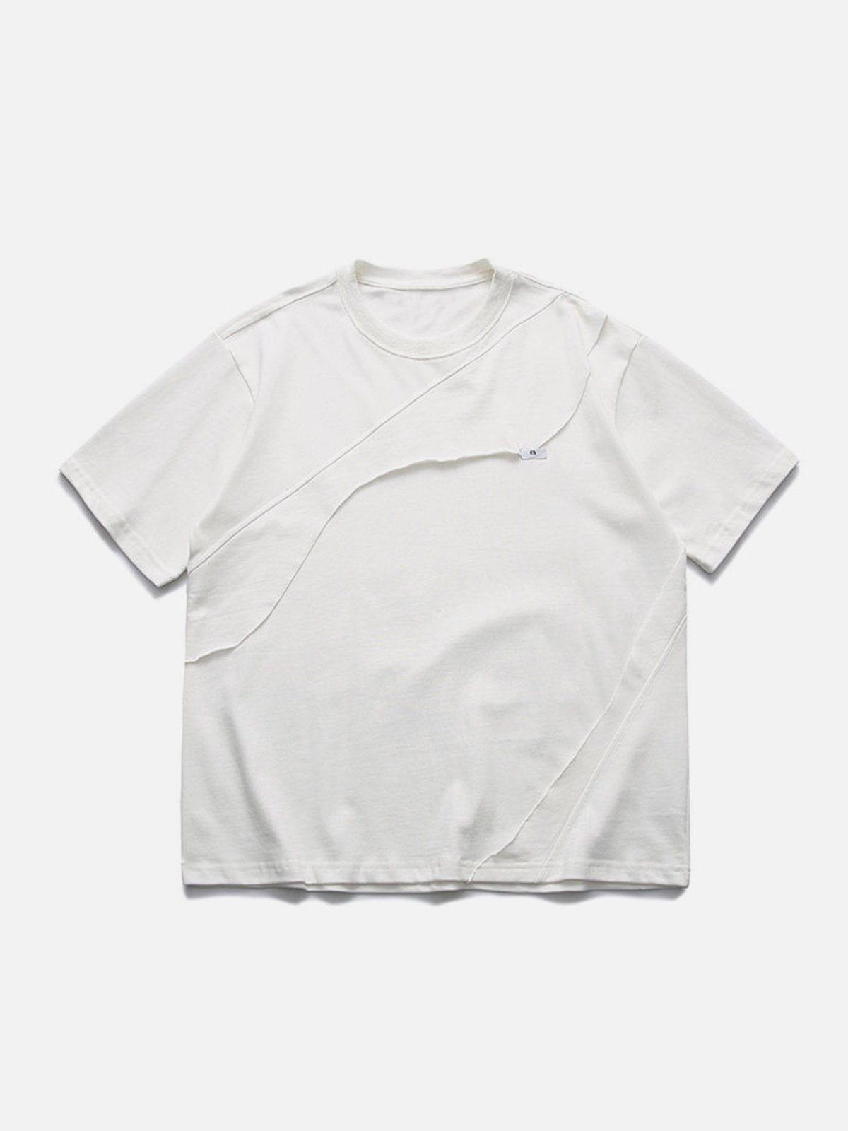 Sneakerland™ - Solid Irregular Patchwork Tee - tntwear1