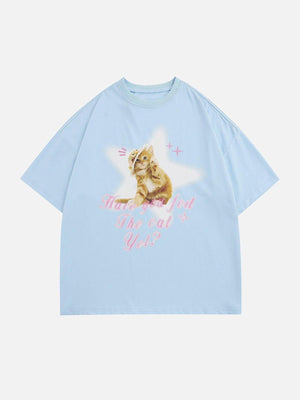 Sneakerland™ - Star Cat Print Tee - tntwear1