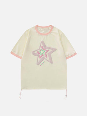 Sneakerland™ - Star Embroidery Side Drawstring Tee - tntwear1