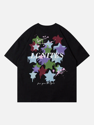 Sneakerland™ - Star Flocked Embroidered Tee - tntwear1