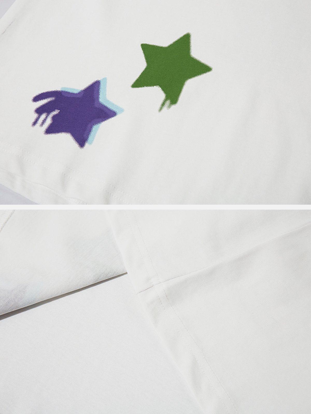 Sneakerland™ - Star Flocked Embroidered Tee - tntwear1