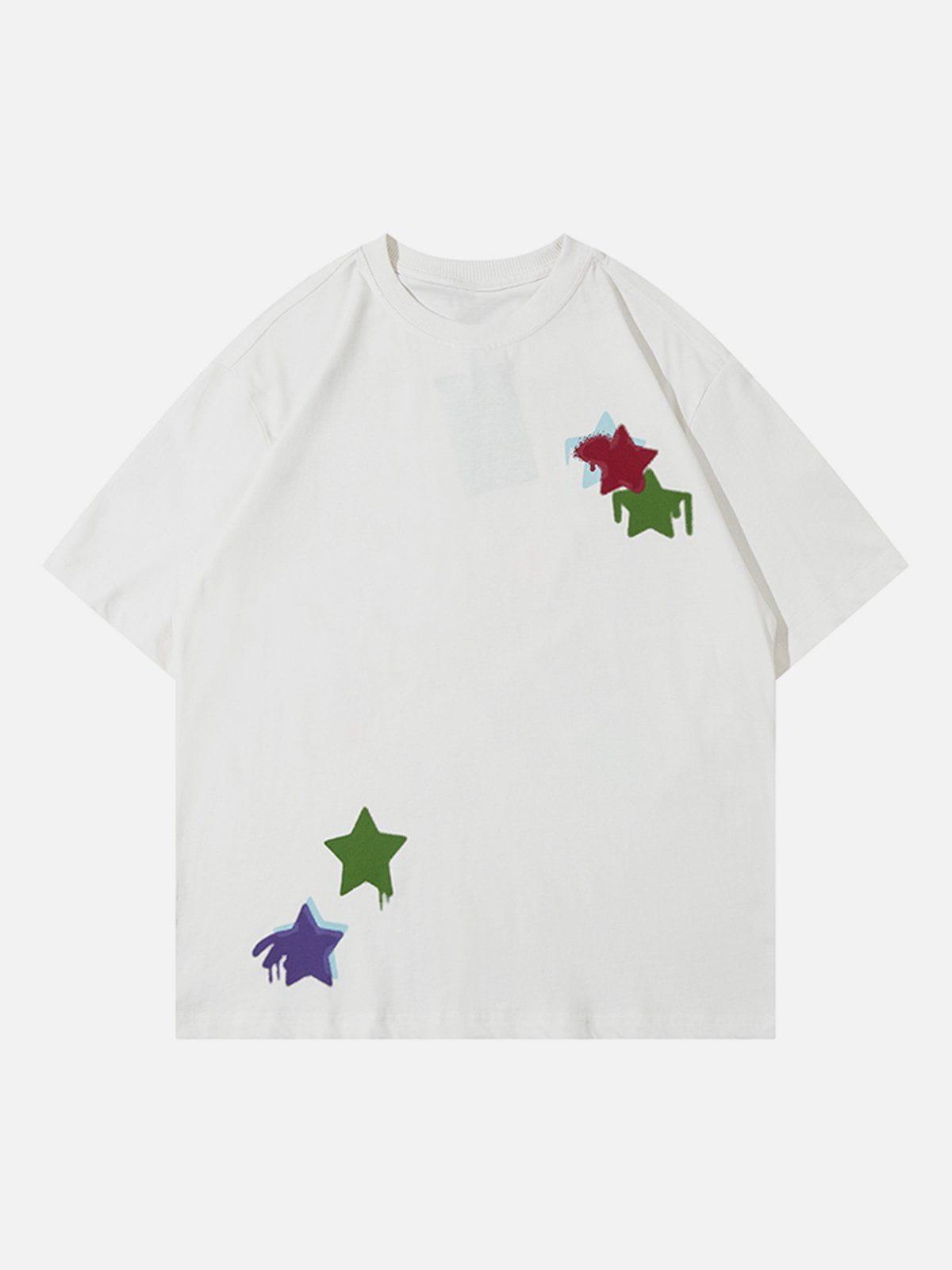 Sneakerland™ - Star Flocked Embroidered Tee - tntwear1