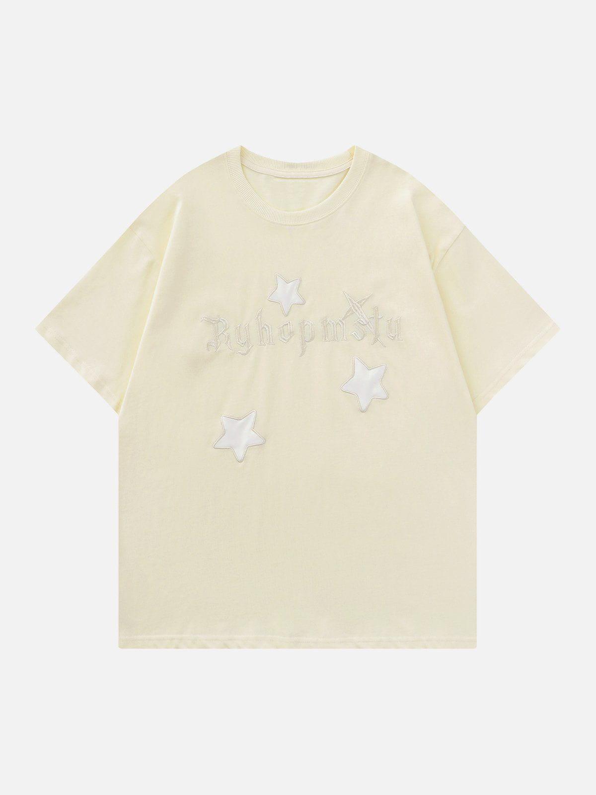 Sneakerland™ - Star Letter Embroidery Tee - tntwear1