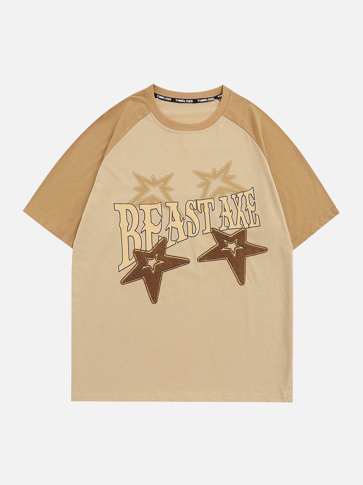 Sneakerland™ - Star Print Colour Blocking Tee - tntwear1