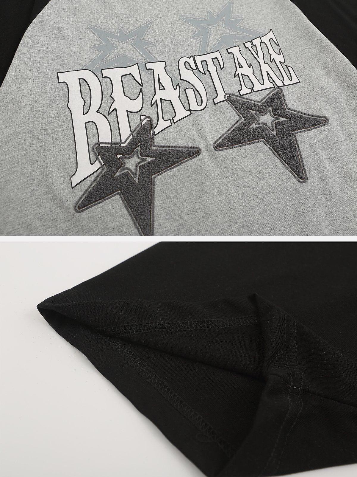 Sneakerland™ - Star Print Colour Blocking Tee - tntwear1