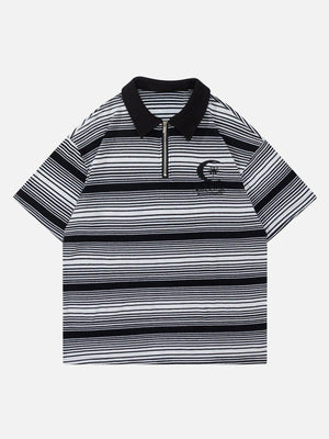 Sneakerland™ - Stripe Embroidery Polo Tee - tntwear1