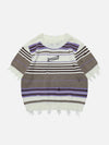 Sneakerland™ - Striped Raw Edge Knit Tee - tntwear1