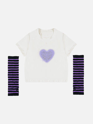 Sneakerland™ - Stripes Heart Print Tee - tntwear1