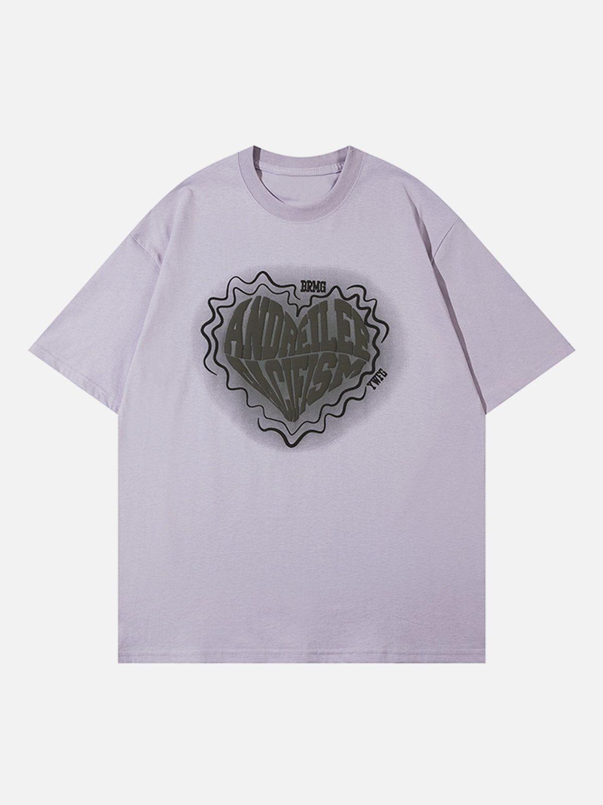 Sneakerland™ - Suede Foam Heart Print Tee - tntwear1