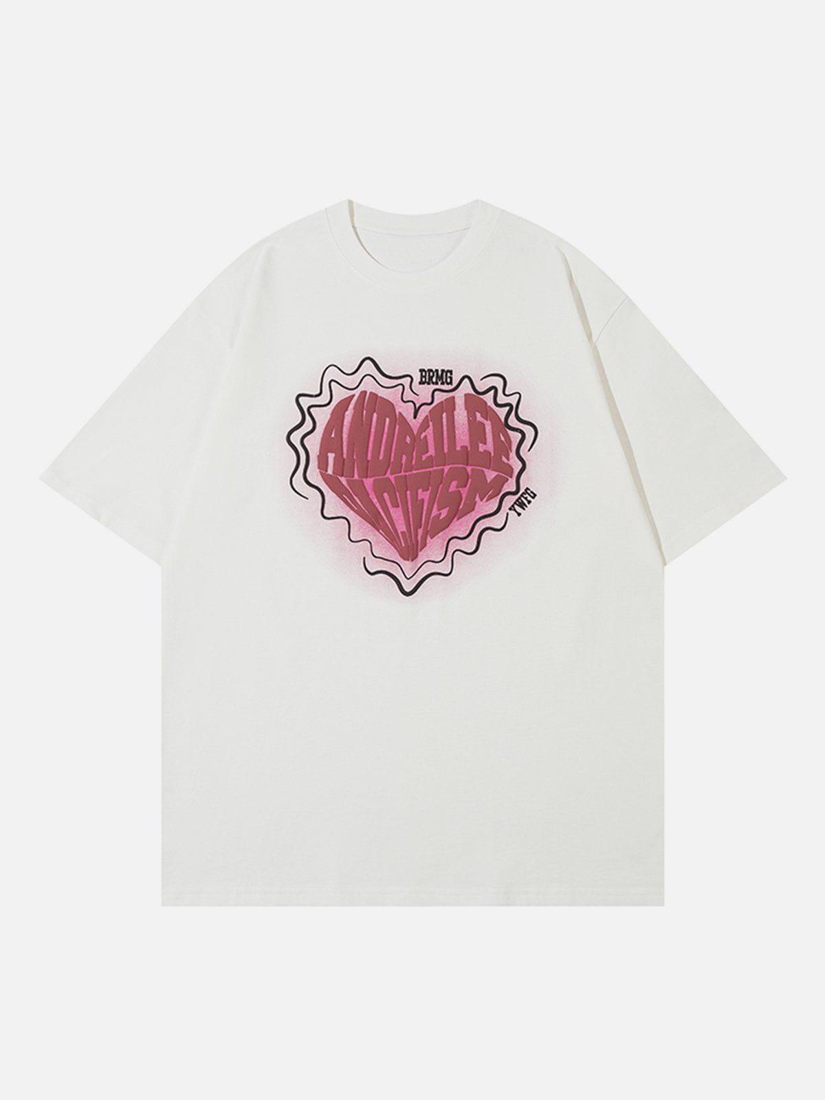 Sneakerland™ - Suede Foam Heart Print Tee - tntwear1