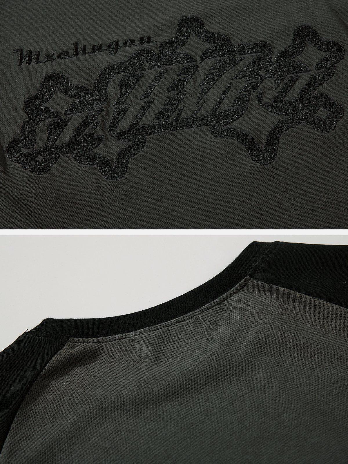 Sneakerland™ - Three-dimensional Embroidery Letter Print Tee - tntwear1