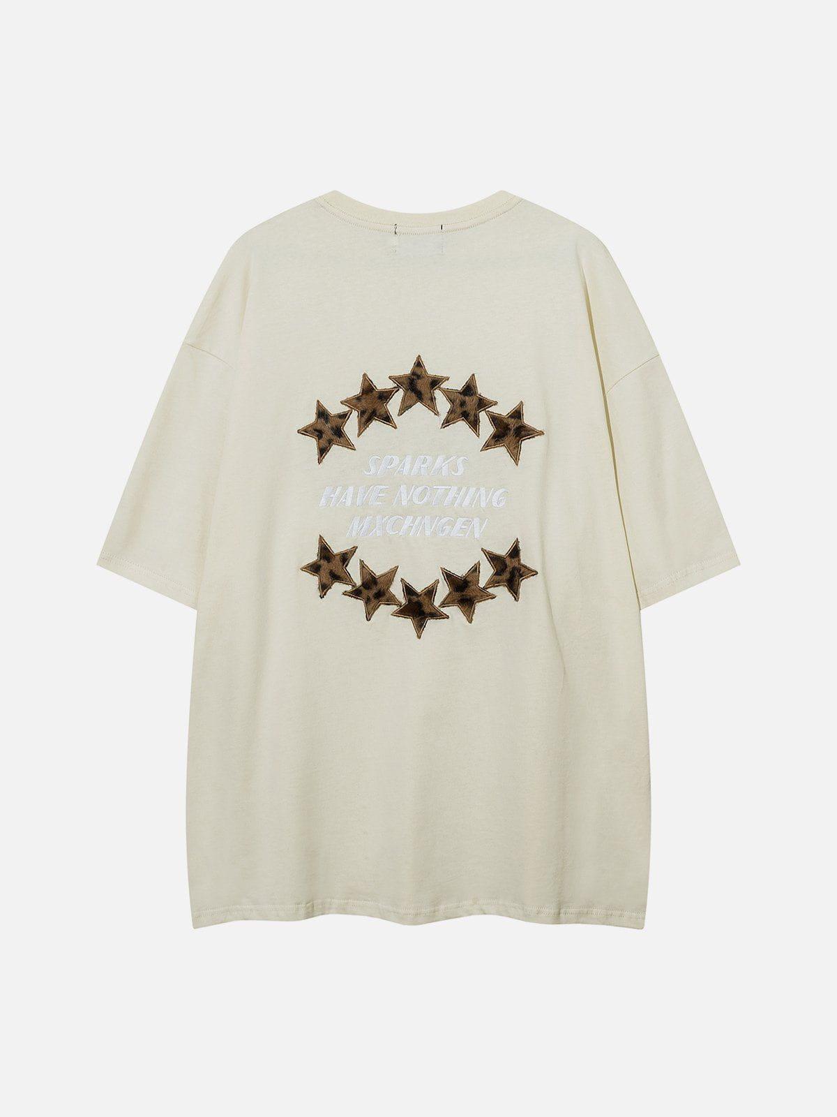 Sneakerland™ - Three-dimensional Embroidery Star Print Tee - tntwear1