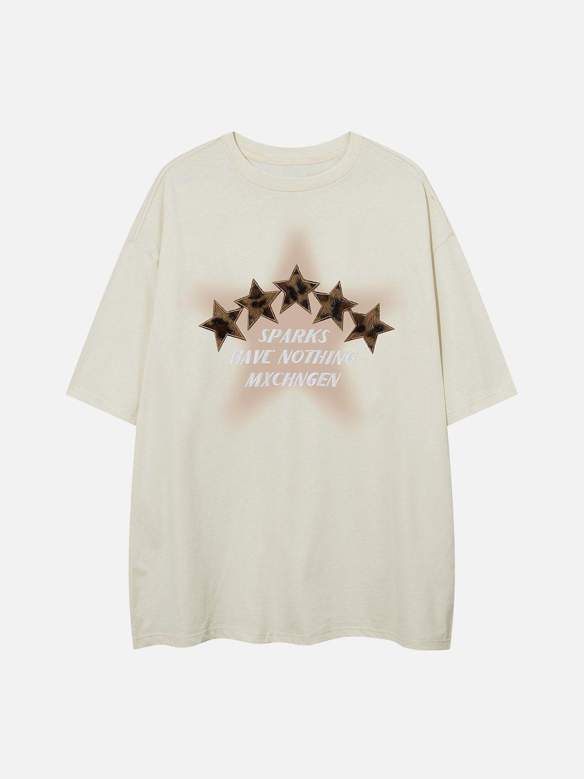 Sneakerland™ - Three-dimensional Embroidery Star Print Tee - tntwear1