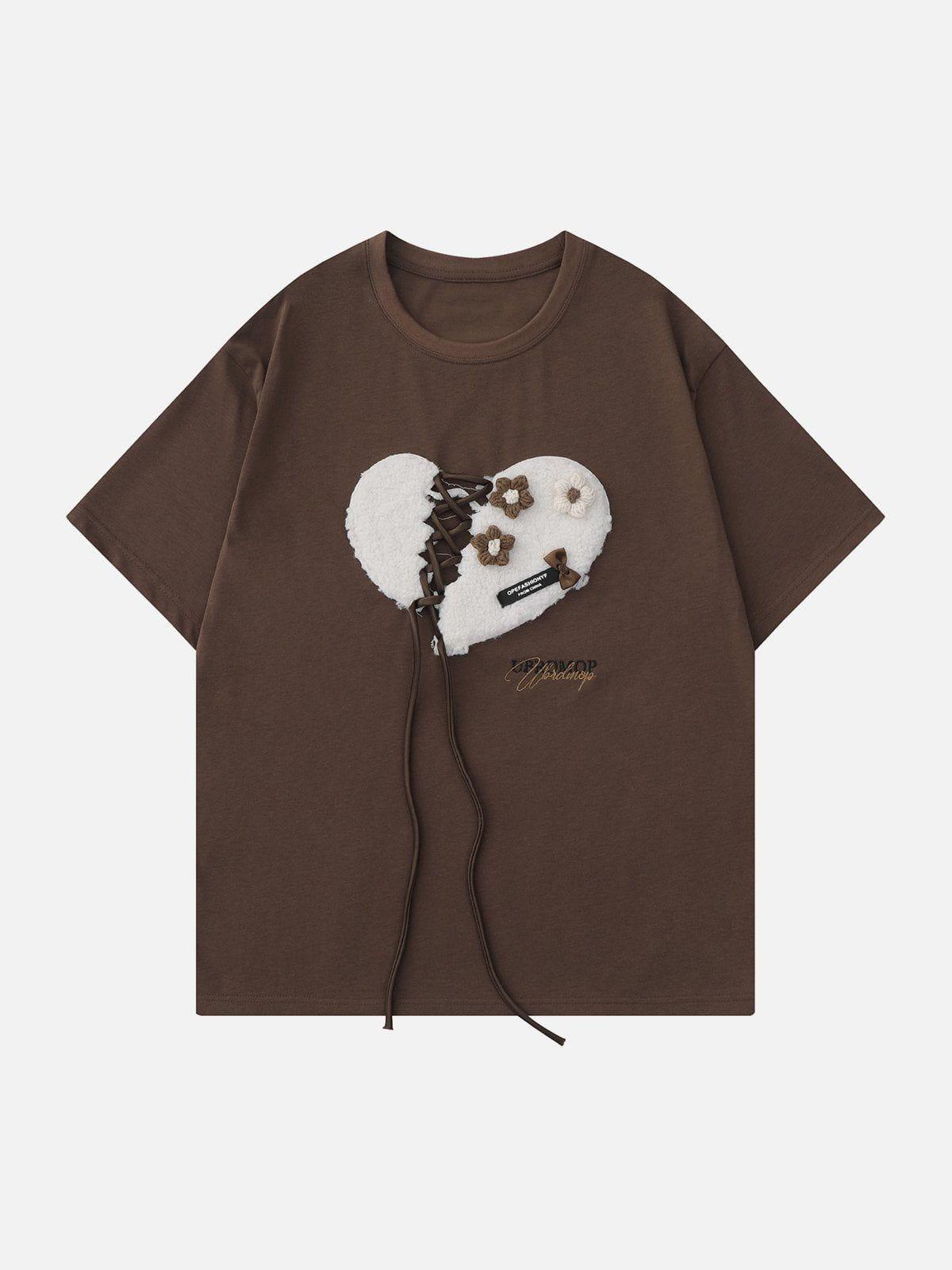 Sneakerland™ - Towel Embroidery Heart Shape Print Tee - tntwear1