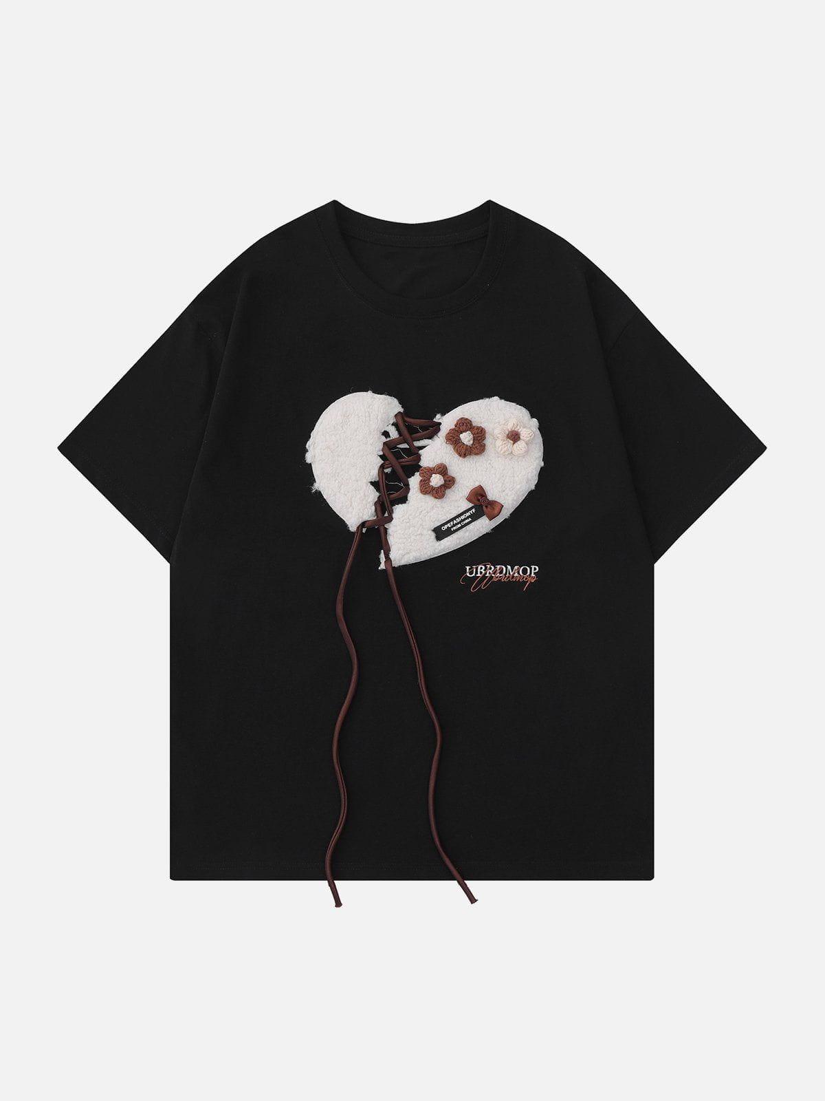 Sneakerland™ - Towel Embroidery Heart Shape Print Tee - tntwear1