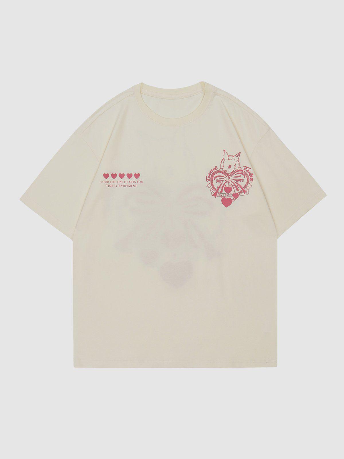 Sneakerland™ - Towel Embroidery Heart-shaped Print Tee - tntwear1