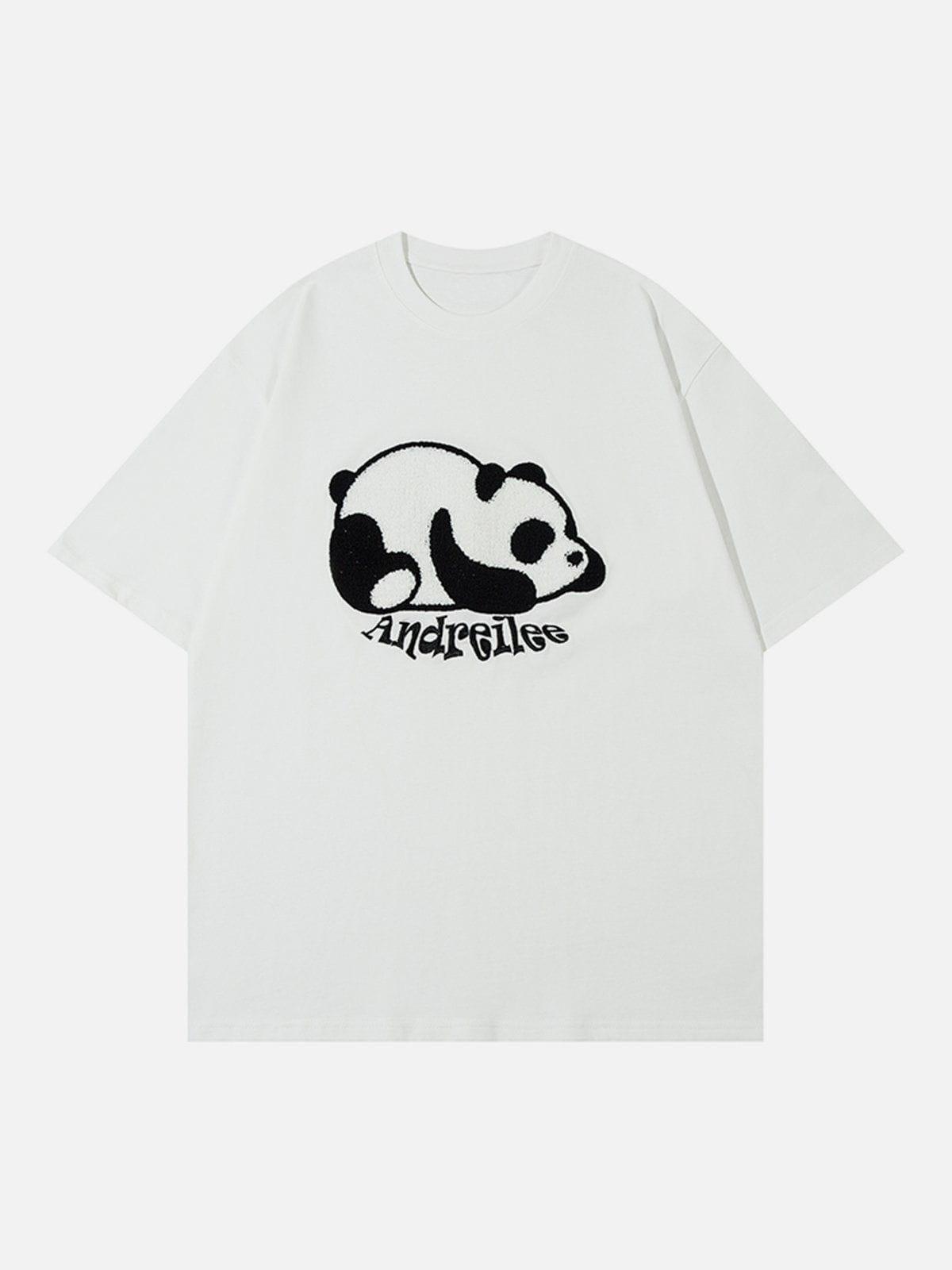 Sneakerland™ - Towel Embroidery Panda Print Tee - tntwear1