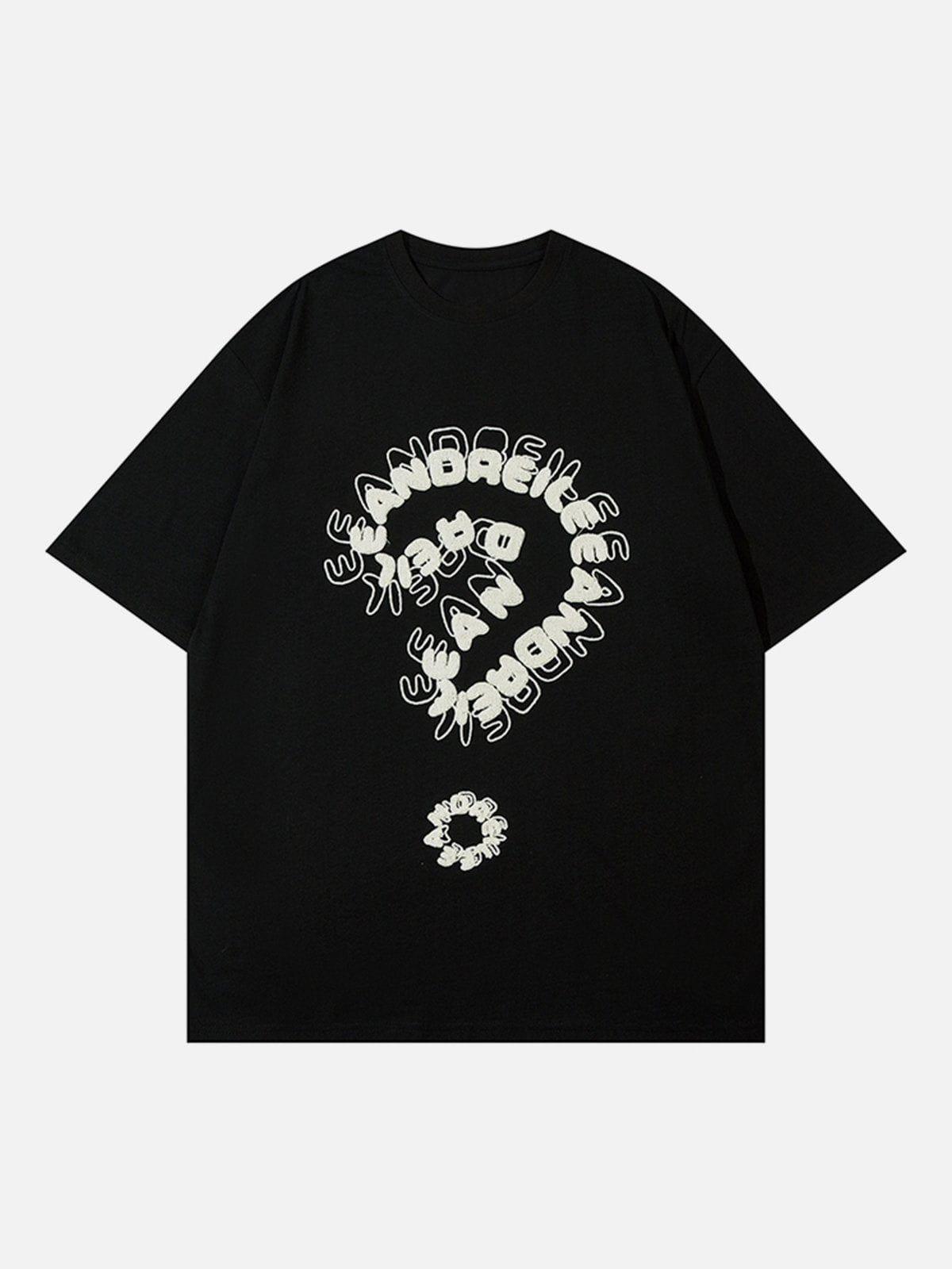 Sneakerland™ - Towel Embroidery Question Mark Print Tee - tntwear1