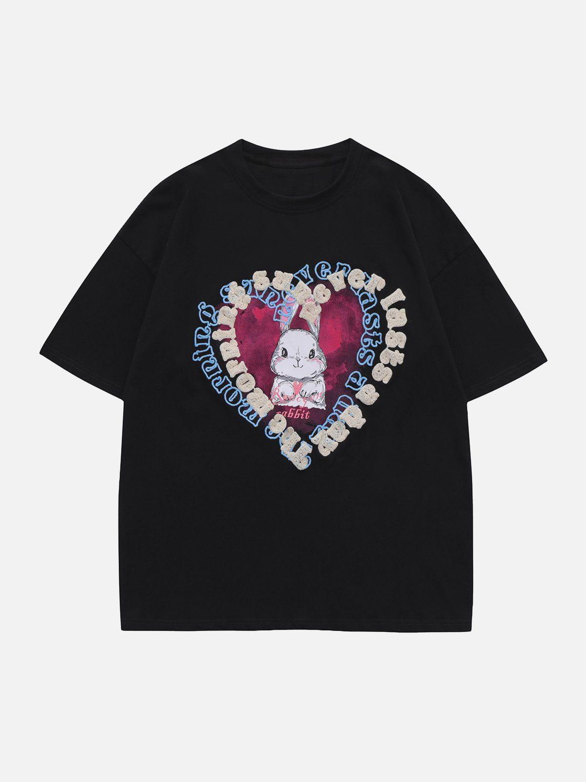 Sneakerland™ - Towel Embroidery Rabbit Heart Element Tee - tntwear1