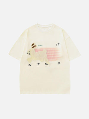 Sneakerland™ - Towel Embroidery Rabbit Print Tee - tntwear1