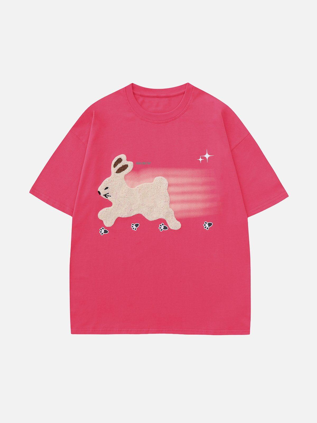 Sneakerland™ - Towel Embroidery Rabbit Print Tee - tntwear1