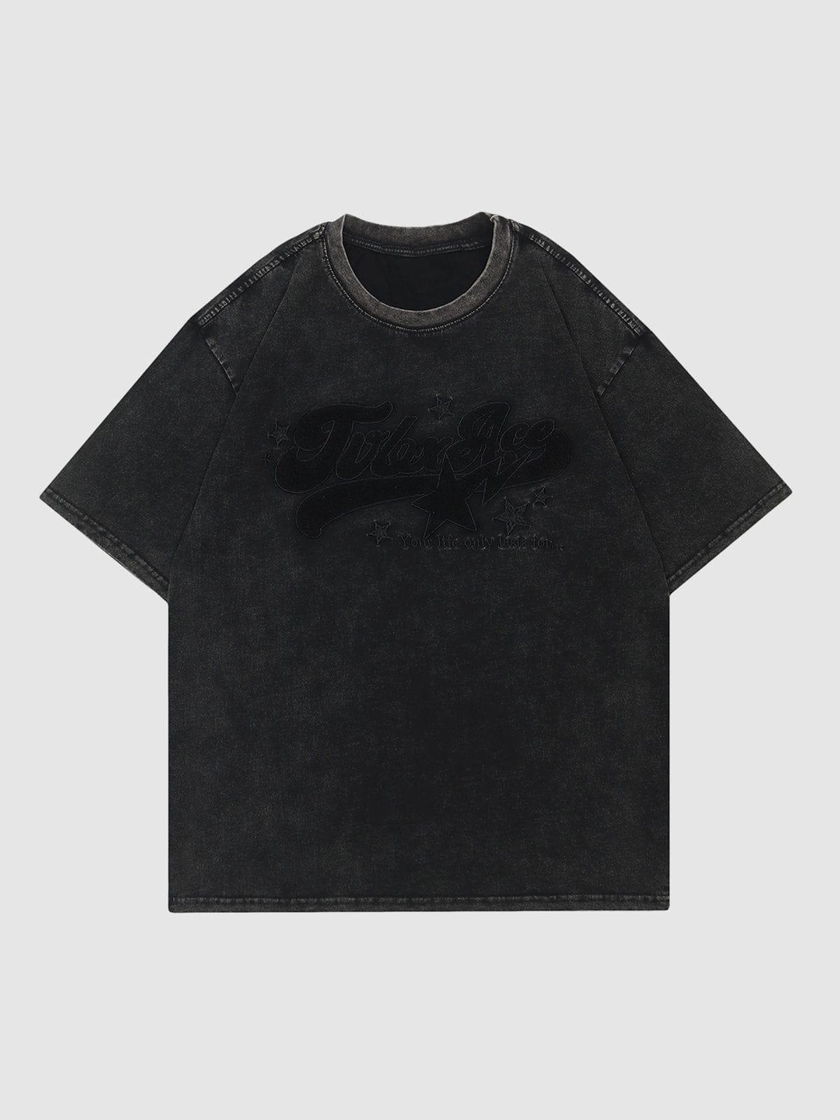 Sneakerland™ - Towel Embroidery Washed Alphabet Print Tee - tntwear1