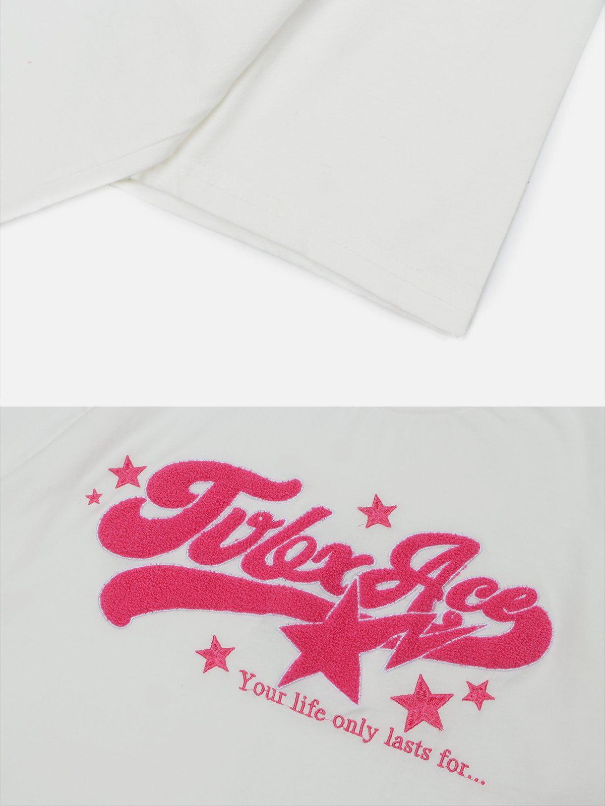 Sneakerland™ - Towel Embroidery Washed Alphabet Print Tee - tntwear1