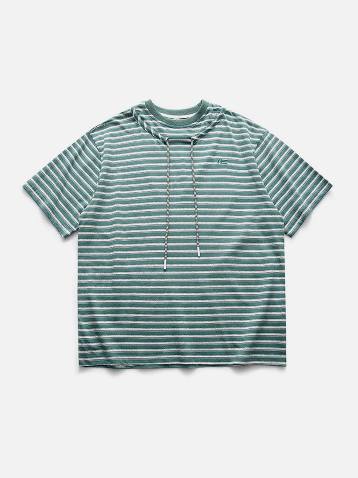 Sneakerland™ - Vintage Stripe Drawstring Tee - tntwear1