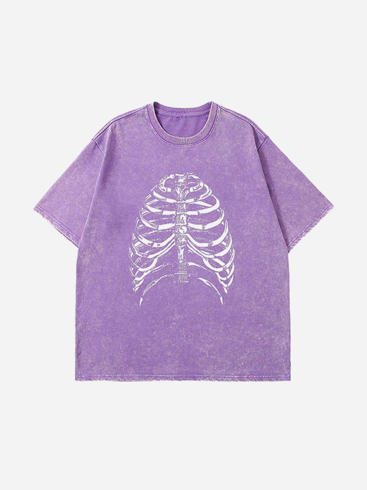 Sneakerland™ - Washed Body Skeleton Print Tee - tntwear1