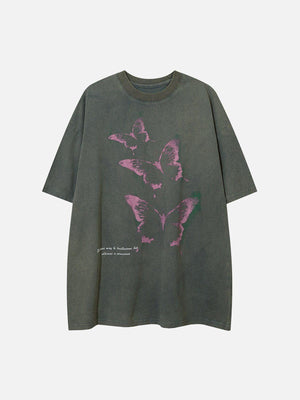 Sneakerland™ - Washed Butterfly Graphic Tee - tntwear1