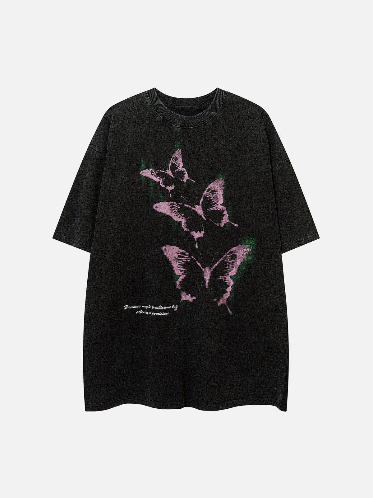 Sneakerland™ - Washed Butterfly Graphic Tee - tntwear1