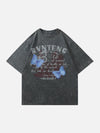 Sneakerland™ - Washed Butterfly Letter Print Tee - tntwear1