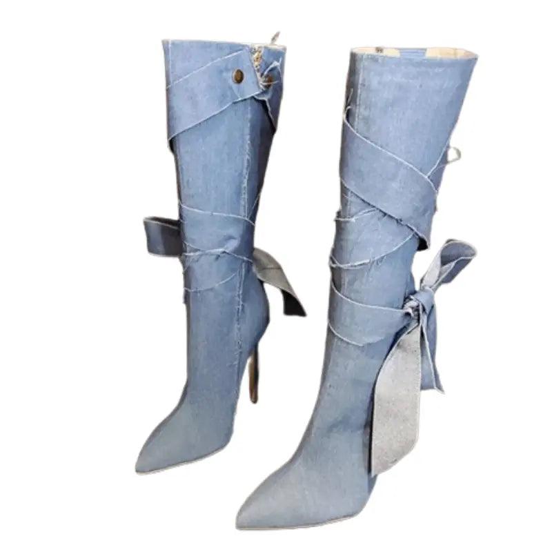 Zaria Denim High Boots - tntwear1