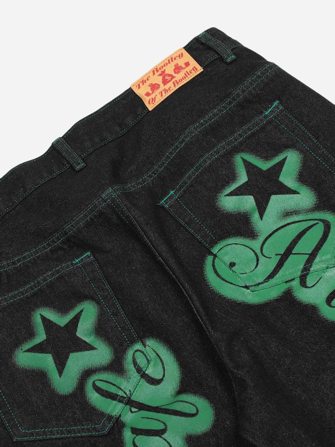 1984 Americana Star Letter Print Jeans - tntwear1