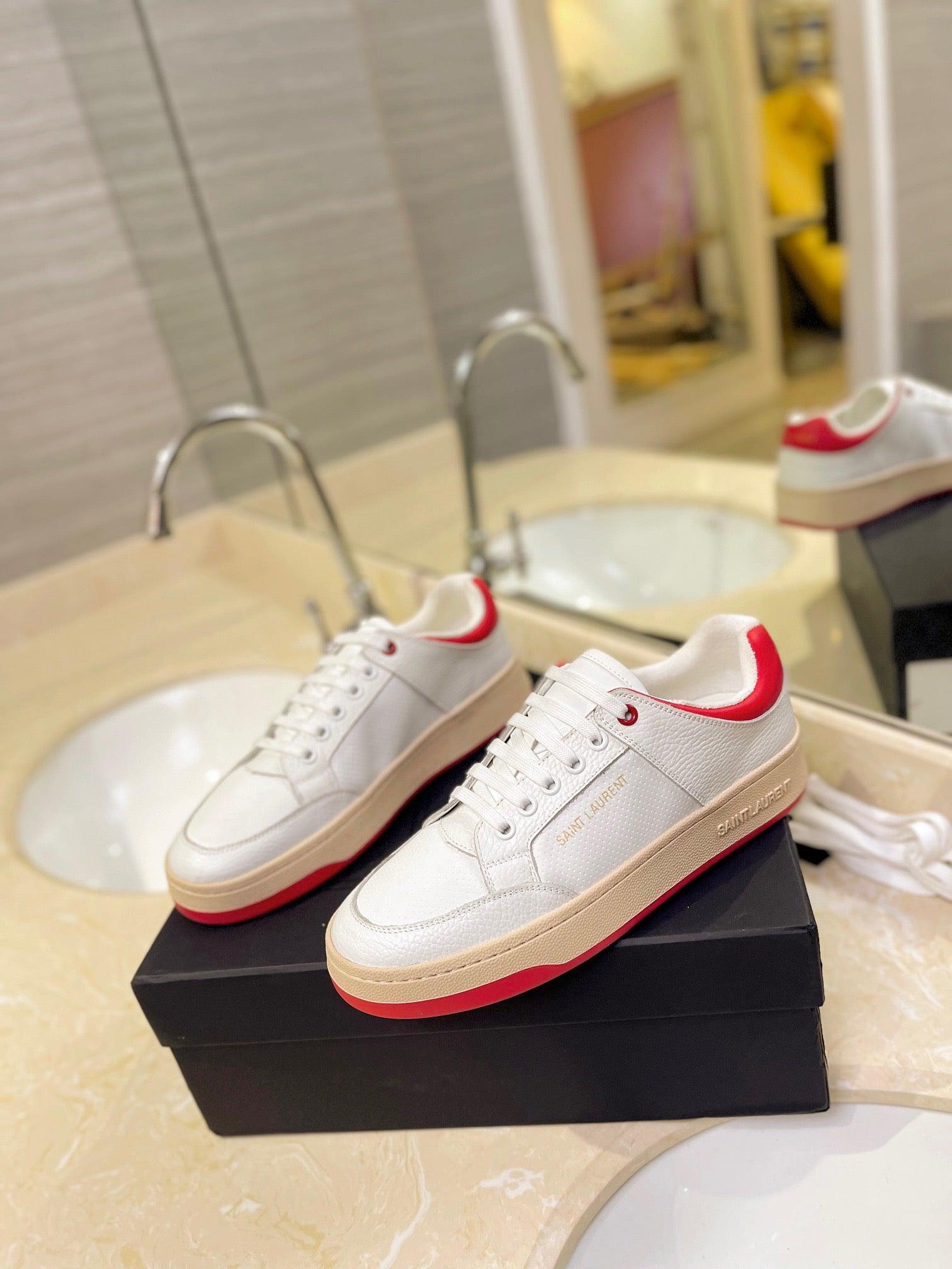 VSL White and Red Leather Sneakers-171 - tntwear1