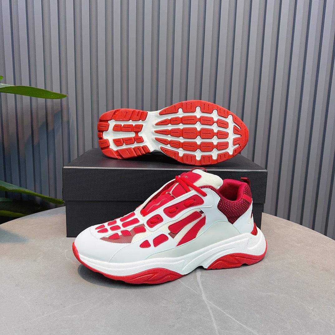 AMR Red and White Bone Runner Sneakers-050 - tntwear1