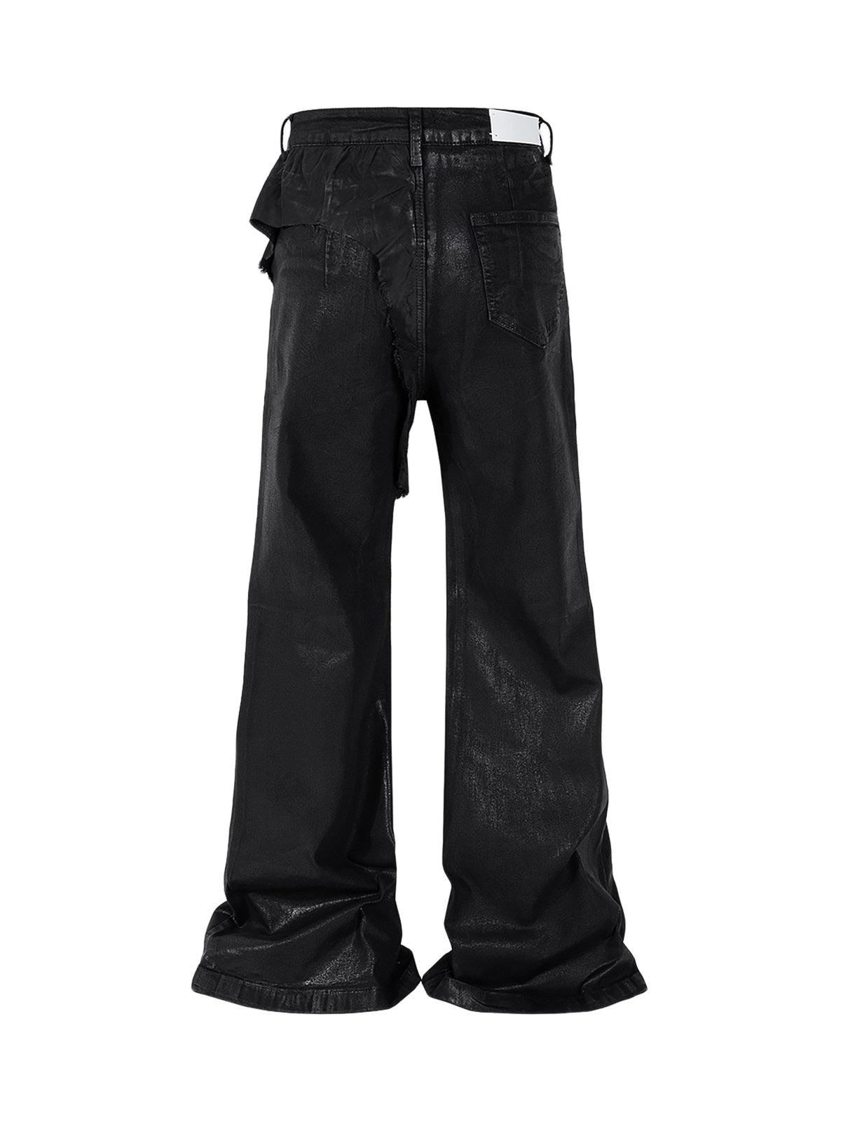 Tntwear Black Wax Coated Flare Jeans - tntwear1