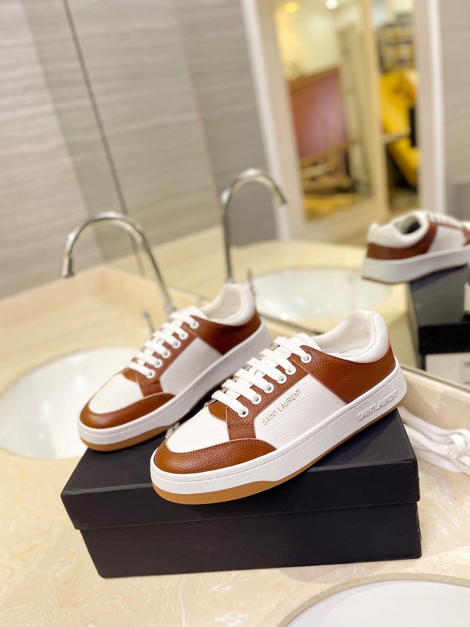 VSL Brown and White Leather Sneakers-166 - tntwear1