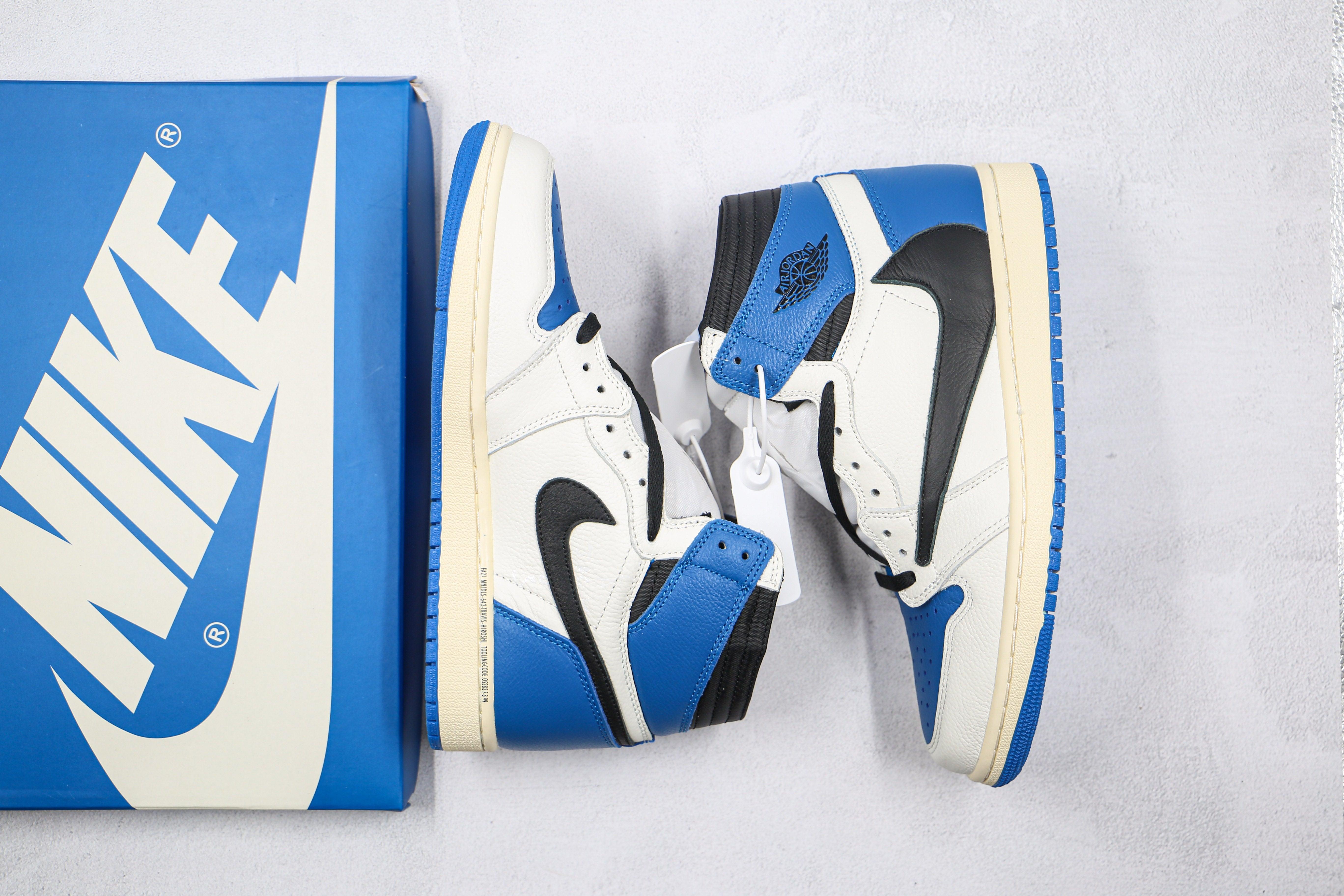 Custom Blue T-Scott x Fragment x Air Jordan 1 High Q ( Customs And Box ), Jordan 1 Sneakers Active - tntwear1