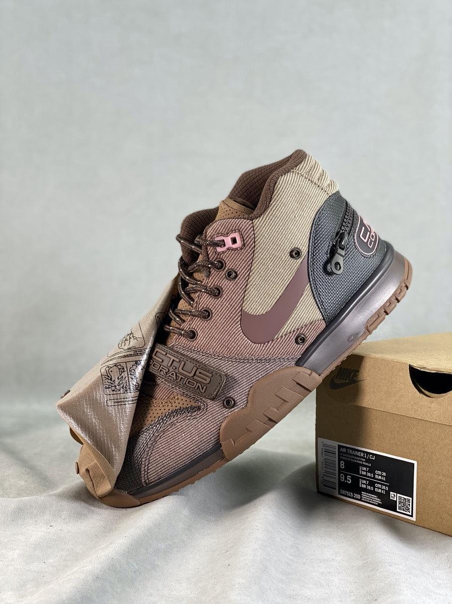 Custom Travis Scott x Air Trainer 1 Wheat DR7515-200 - tntwear1