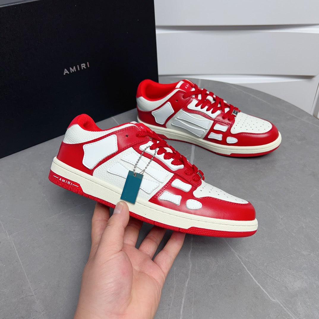 AMR Skel Top Low White and Red Sneakers-143 - tntwear1